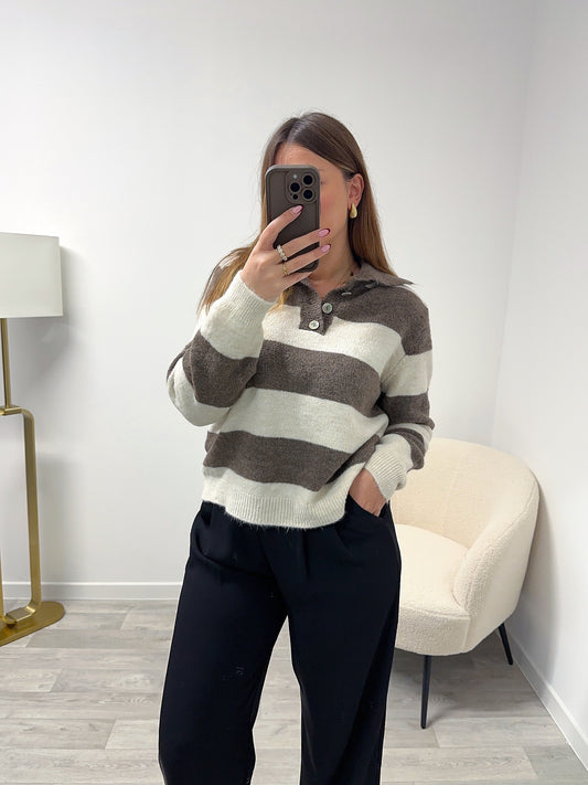 Pull polo marron LINA