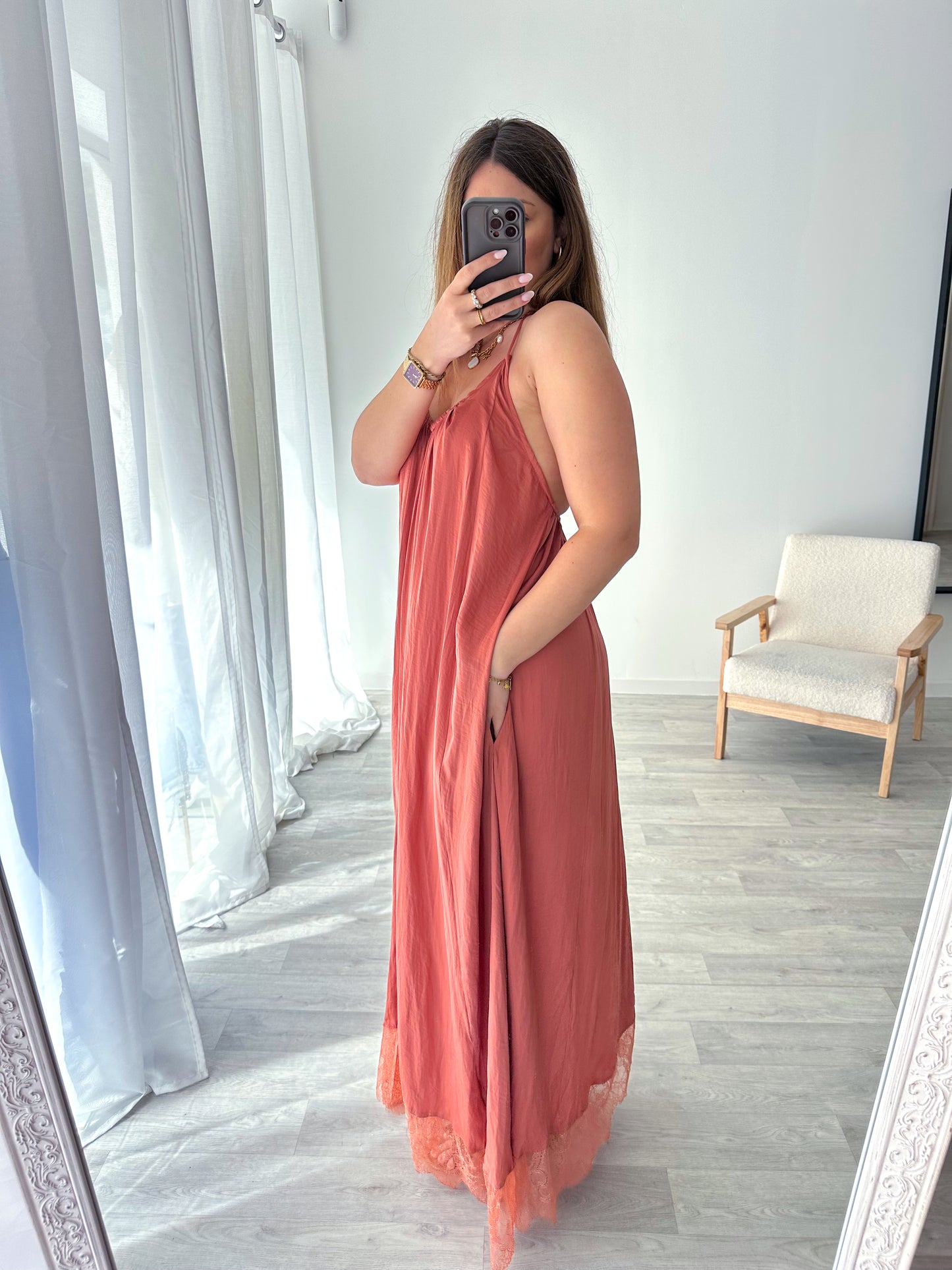 Robe longue terracotta DANA