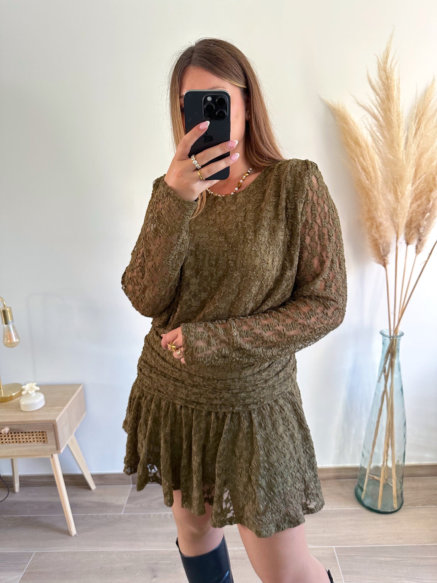 Robe kaki dentelle DARLA