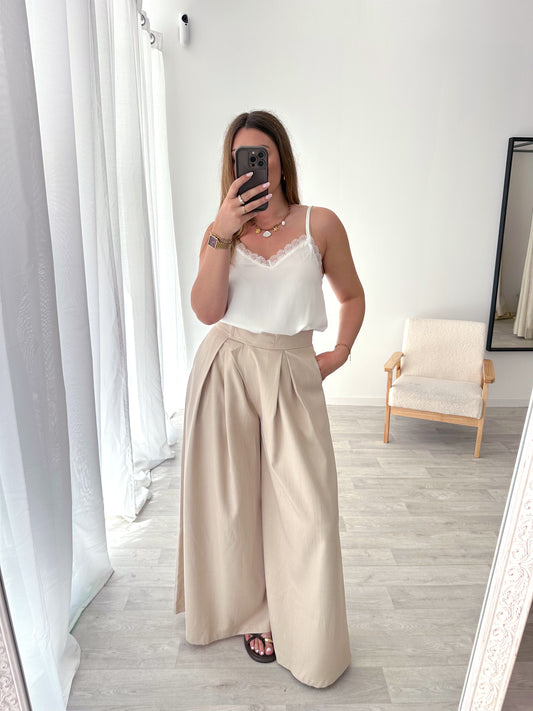 Pantalon palazzo beige SACHA