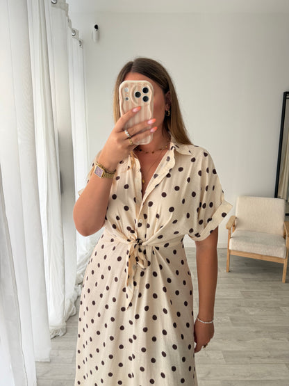 Robe beige à pois JASMINE