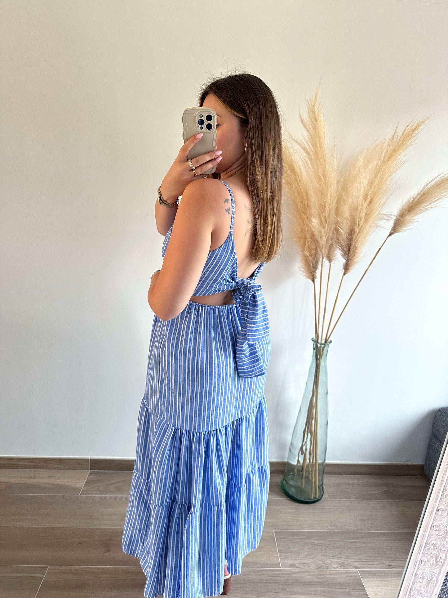 Robe longue rayée bleue CARMEN