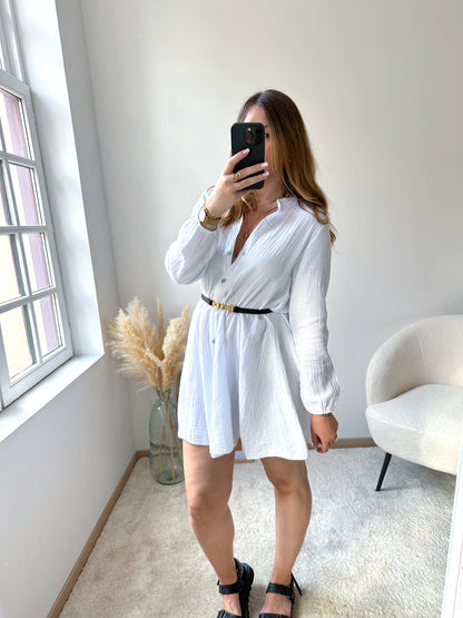 Robe gaze de coton blanche MYSTA