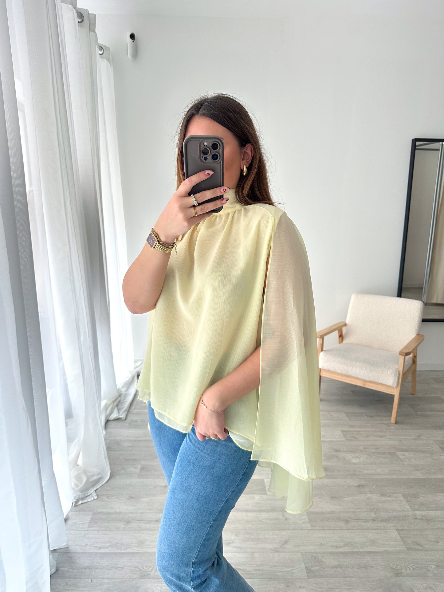 Blouse cape jaune BLAIR