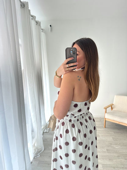 Robe longue à pois blanche LIZANA