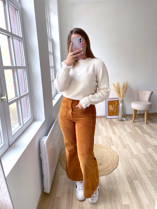 Pantalon côtelé marron LEONIE
