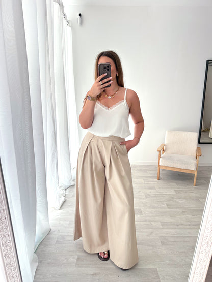 Pantalon palazzo beige SACHA