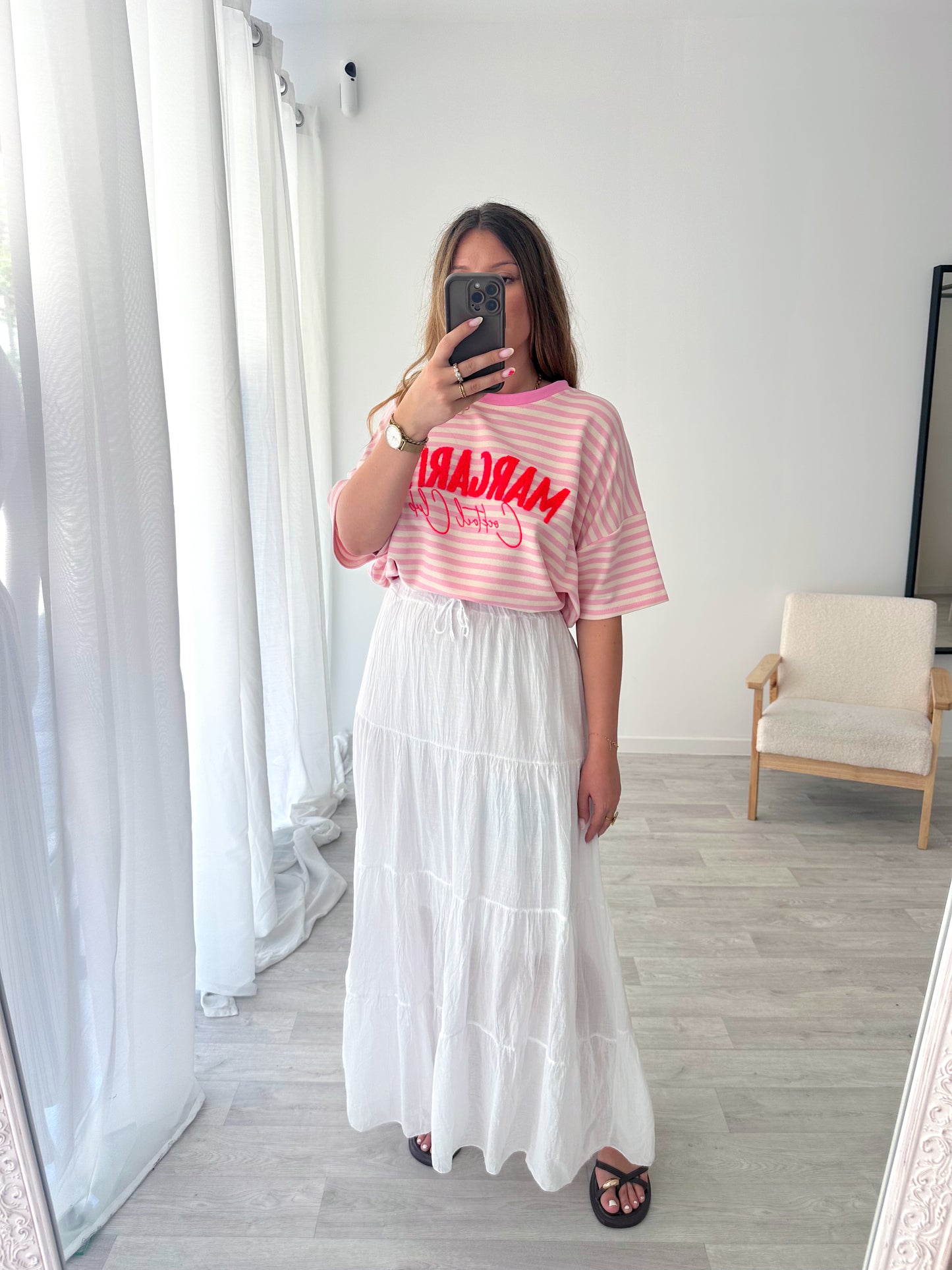 Jupe longue blanche TALIA