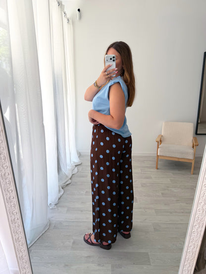 Pantalon marron pois NINON