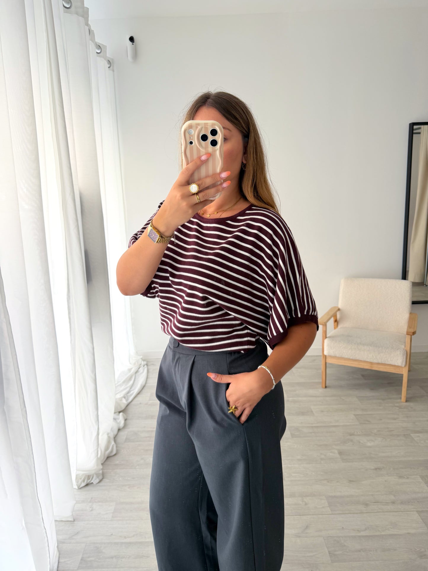 Top rayé bordeaux MANON