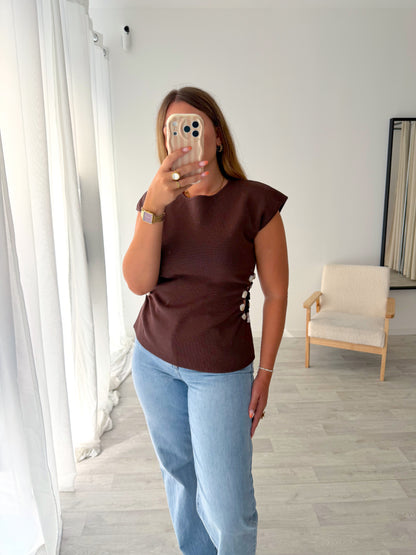 Top maille marron PALOMA