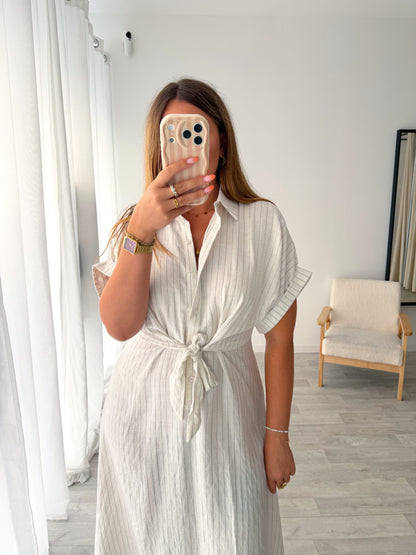 Robe écru à rayures AMANDAE