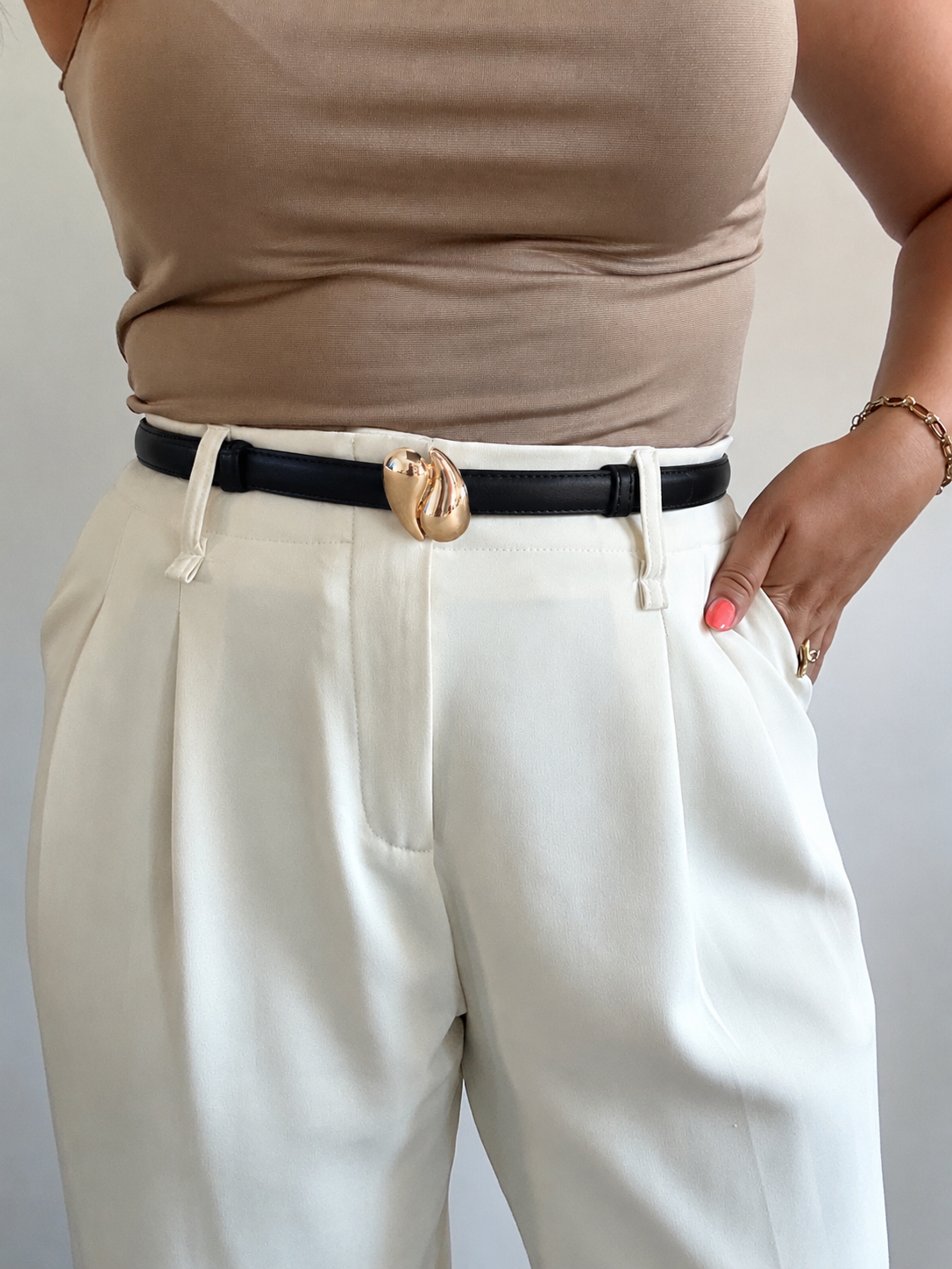 Ceinture en cuir noire GOUTTE