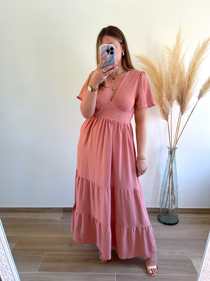Robe longue vieux rose EMMA