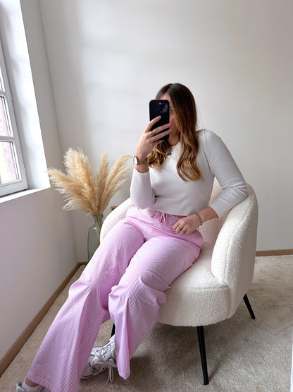 Pantalon rayé rose ILANA