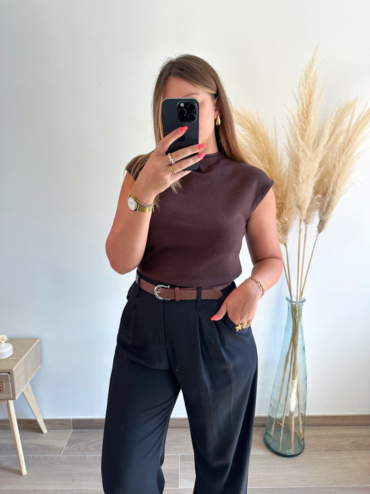 Top maille marron SACHA