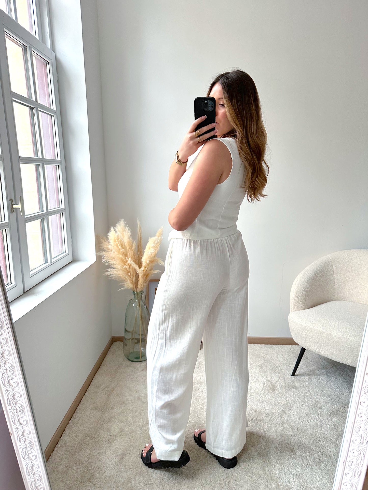 Pantalon lin blanc GRACE