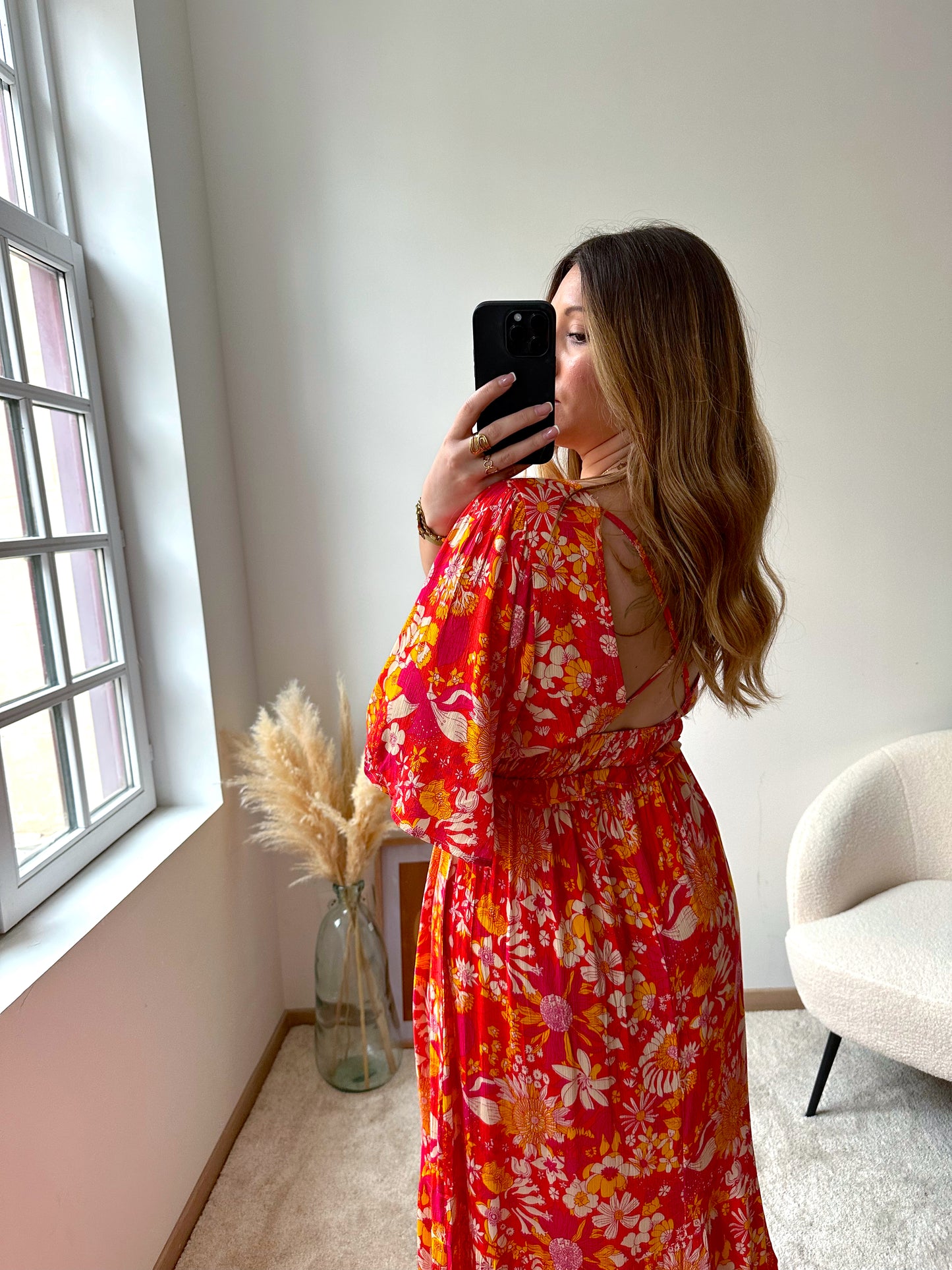 Robe longue orange ELVINA