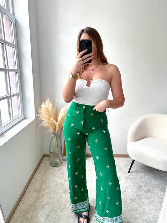 Pantalon vert lin LINA