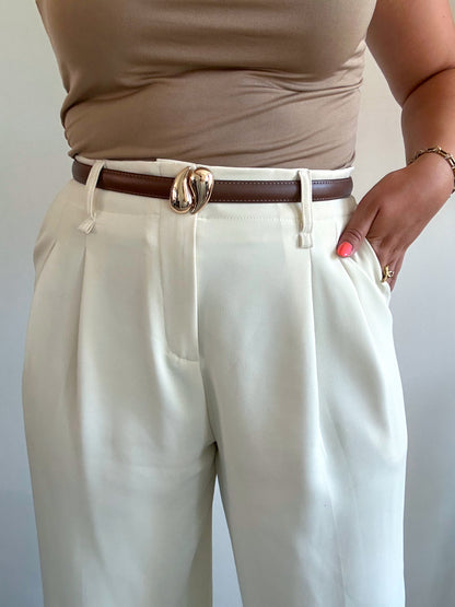 Ceinture en cuir marron GOUTTE