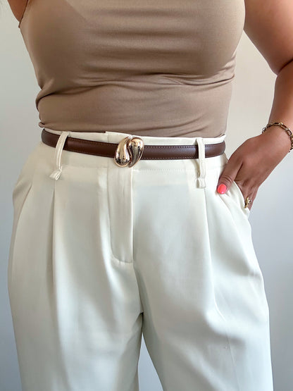 Ceinture en cuir marron GOUTTE