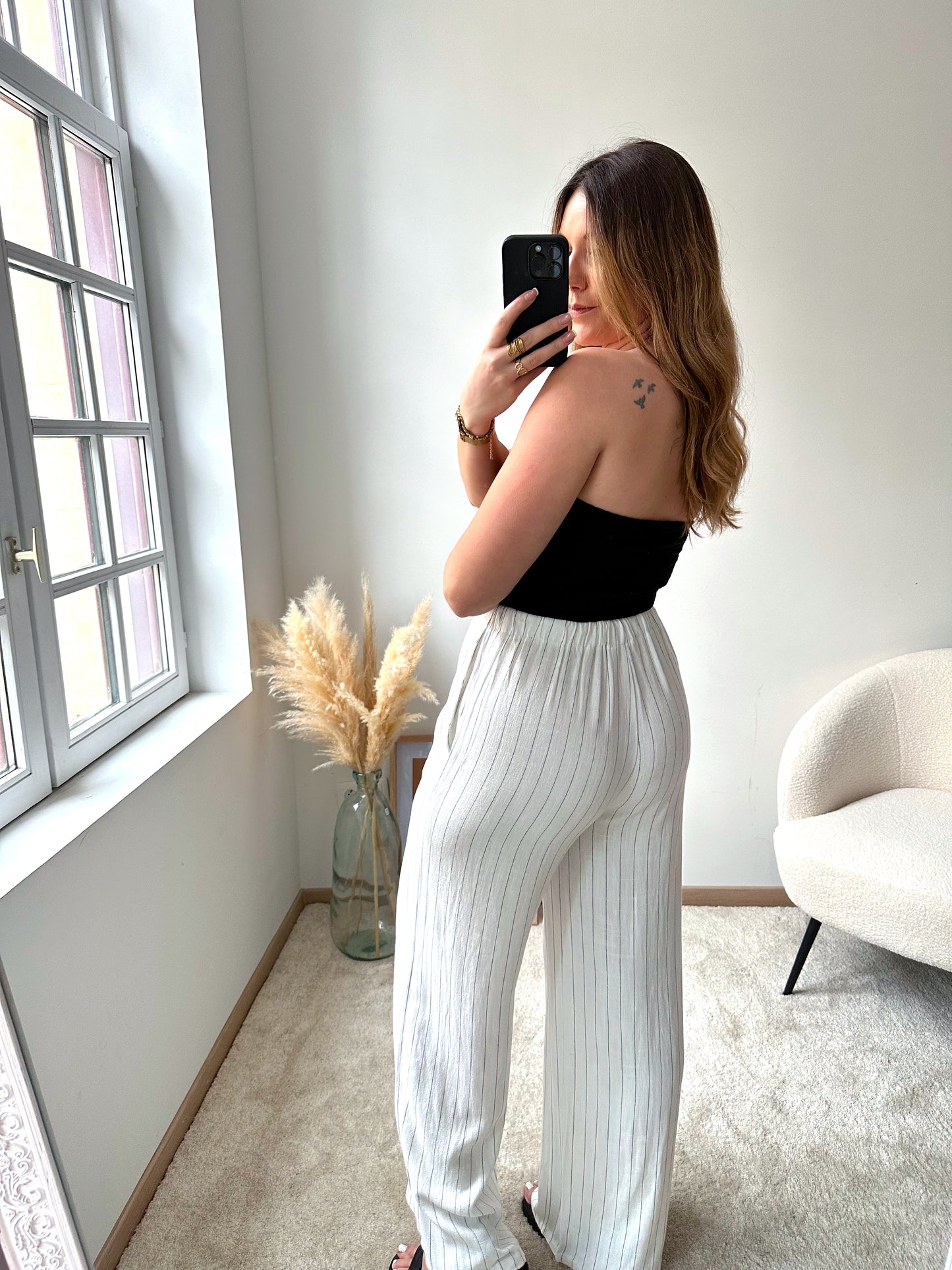 Pantalon lin rayé DIAZ