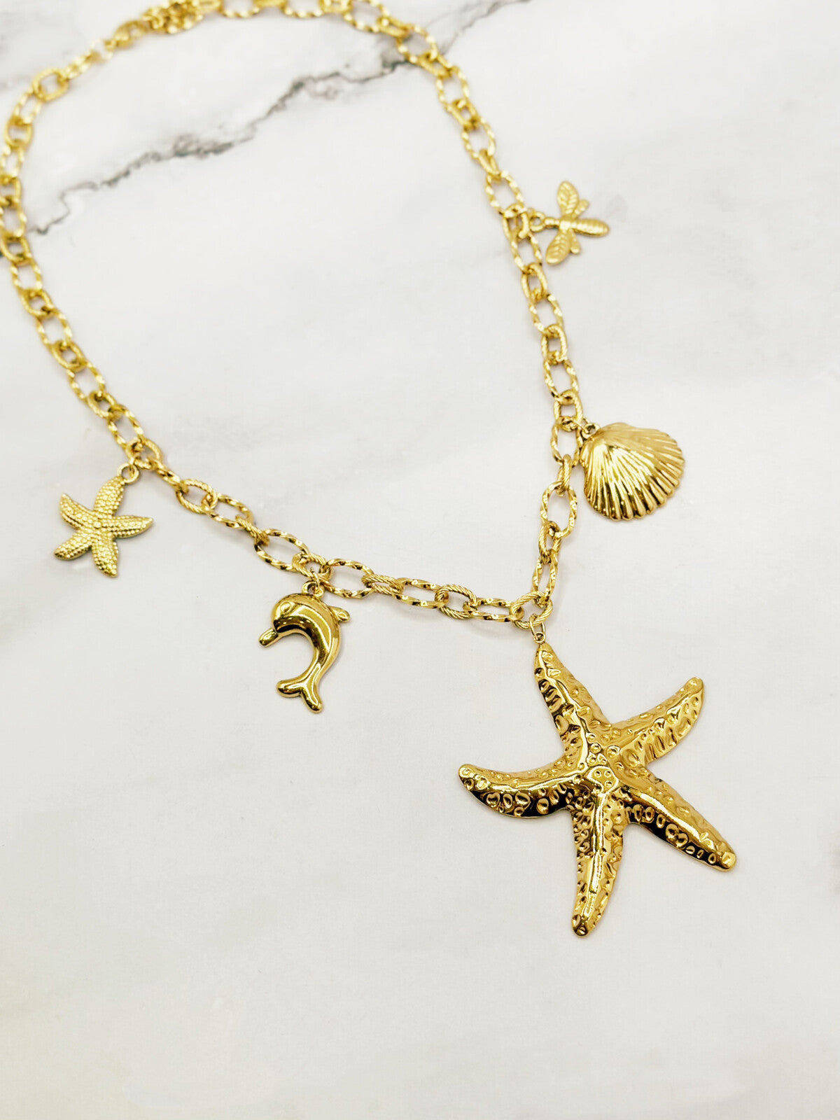 Collier breloques etoile de mer