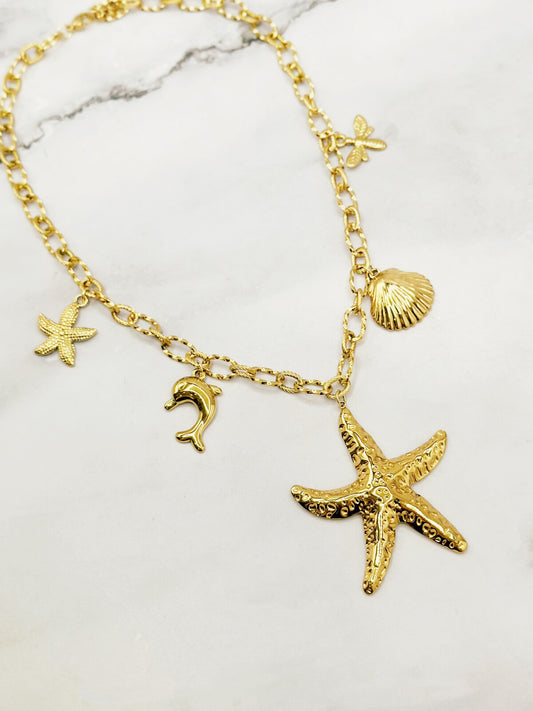Collier breloques etoile de mer