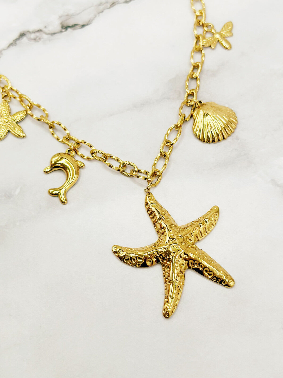 Collier breloques etoile de mer