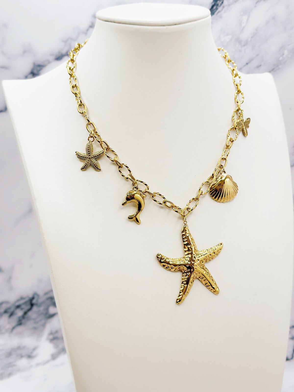 Collier breloques etoile de mer