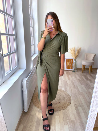 CARLA khaki wrap dress