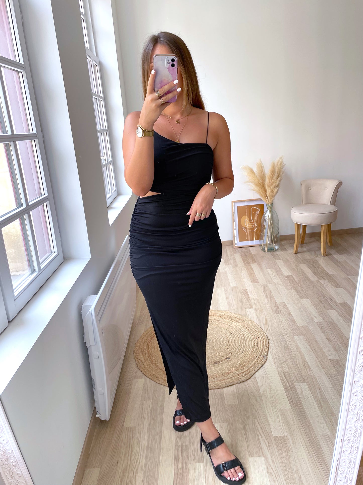 Robe ajourée noire GINA