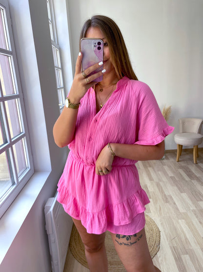 PALMA pink cotton gauze playsuit