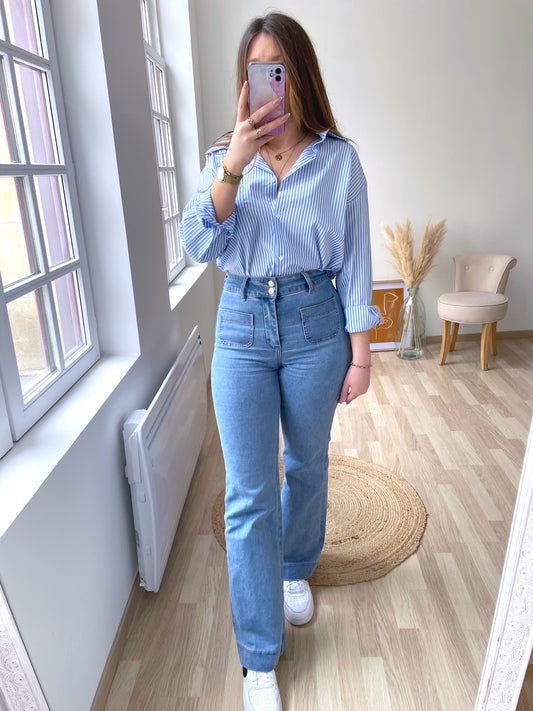 PAOLINA light blue high-waisted jeans