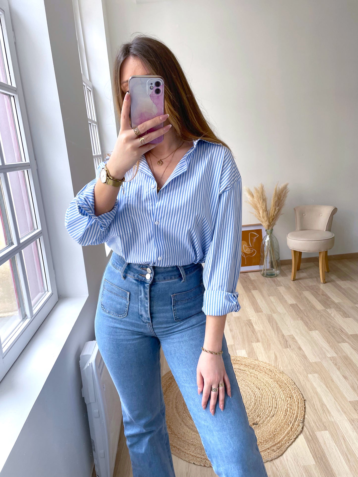 PAOLINA light blue high-waisted jeans